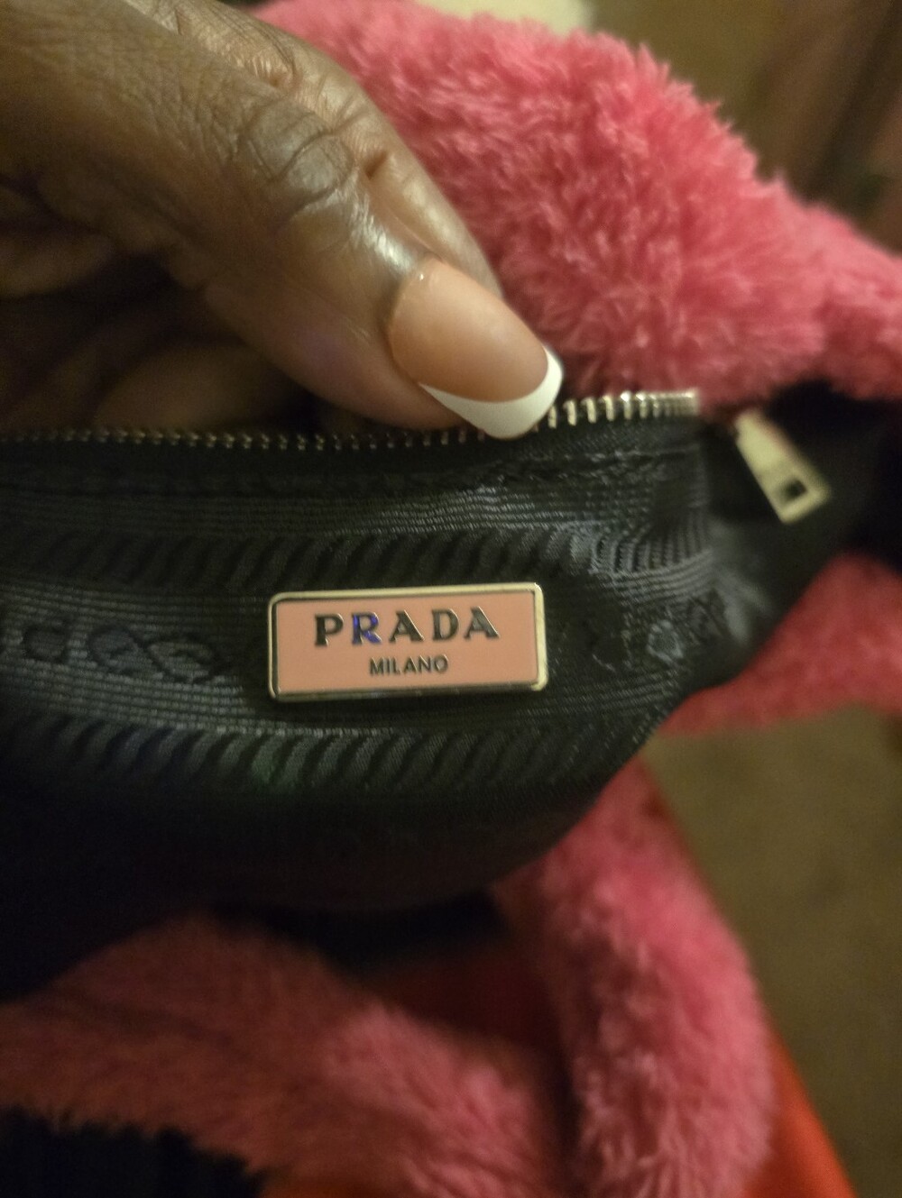 Prada Pink Fuzzy Tote with Black Logo - Picture 2 of 5